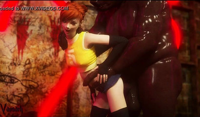 Pregnant-looking babe fucking a weird creature
