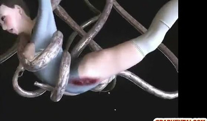 Naked 3d girl gets attacked by horny monsters and evil tentacles