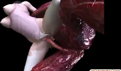 Naked 3d girl gets attacked by horny monsters and evil tentacles