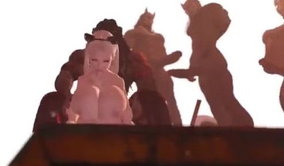 Crazy gangbang 3d cartoon in real doggy style