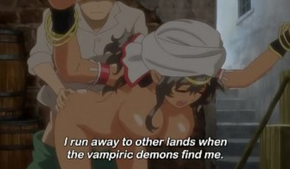 Dark-haired babe enjoying sex with vampiric demons
