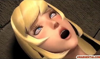 Busty 3D blonde slave gets her pussy destroyed by massive tentacle