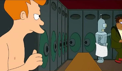 Futurama porn cartoon - Fry bangs Leela and Amy in bathroom
