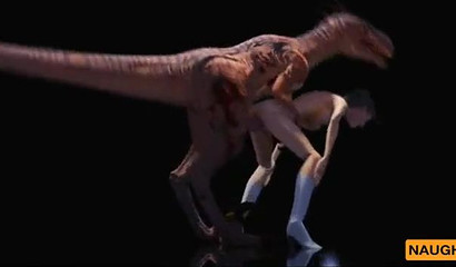 Dirty fucking dinosaur creature fucks a brunette