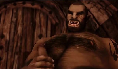 Intense gay group sex session with werewolf-like orks