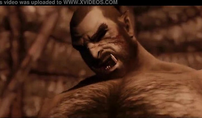 Intense gay group sex session with werewolf-like orks