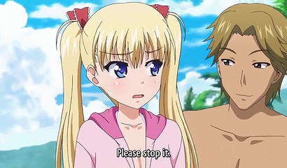 Bikini-clad teen blondie fucks a guy on a b each