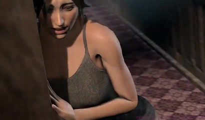 Lara Croft enjoys a very passionate threesome on a train