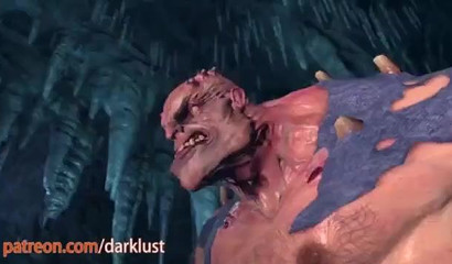 Amazing babe Lara Croft got into trouble with horny monsters