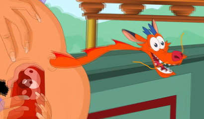 Princess Mulan has anal sex in front of her dragon