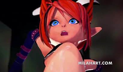 Redheaded girl enjoying tentacle gape on camera