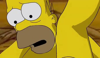 Sweet vacation of Homer and Marge in house in woods