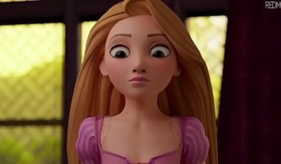 Skinny Rapunzel sucks dick for the first time and fucks with a prince