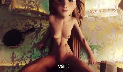 Skinny Rapunzel sucks dick for the first time and fucks with a prince