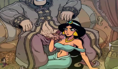 Jasmine sucks Gin's big dick in a fun XXX flash game