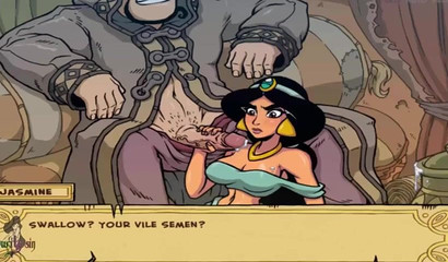 Jasmine sucks Gin's big dick in a fun XXX flash game