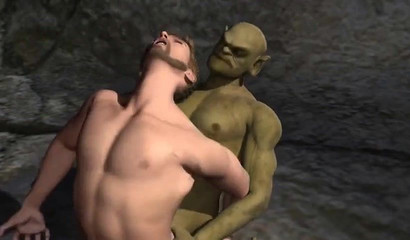 Big-dicked orc fucking this bearded guy's tight little ass