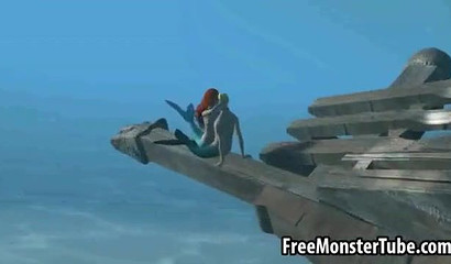 Mermaid Ariel and her new boyfriend have sex underwater