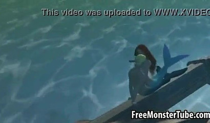 Mermaid Ariel and her new boyfriend have sex underwater