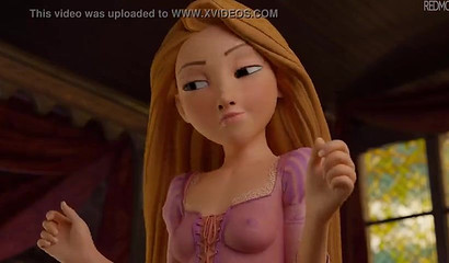 Red-haired Rapunzel kicks the prince's hard penis