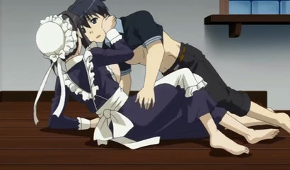 Horny young dude fucking a dark-haired maid hoe