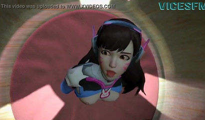 Stuck 3d brunette D.Va fucked by a huge dick, Overwatch porn