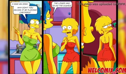 Playing Checkers - The Simptoons