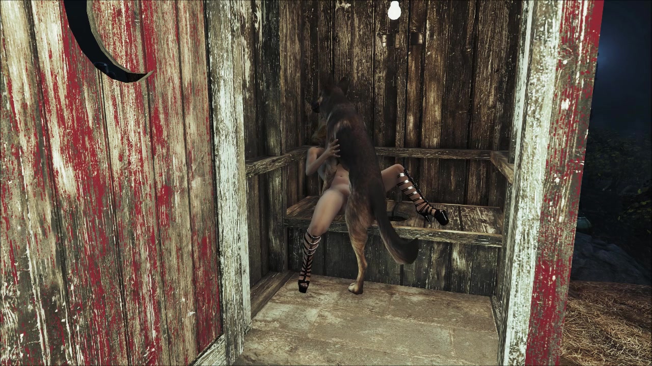 Fallout 4 Dog Porn Toon - Dog cock for the lustful Charlotte in a wooden toilet