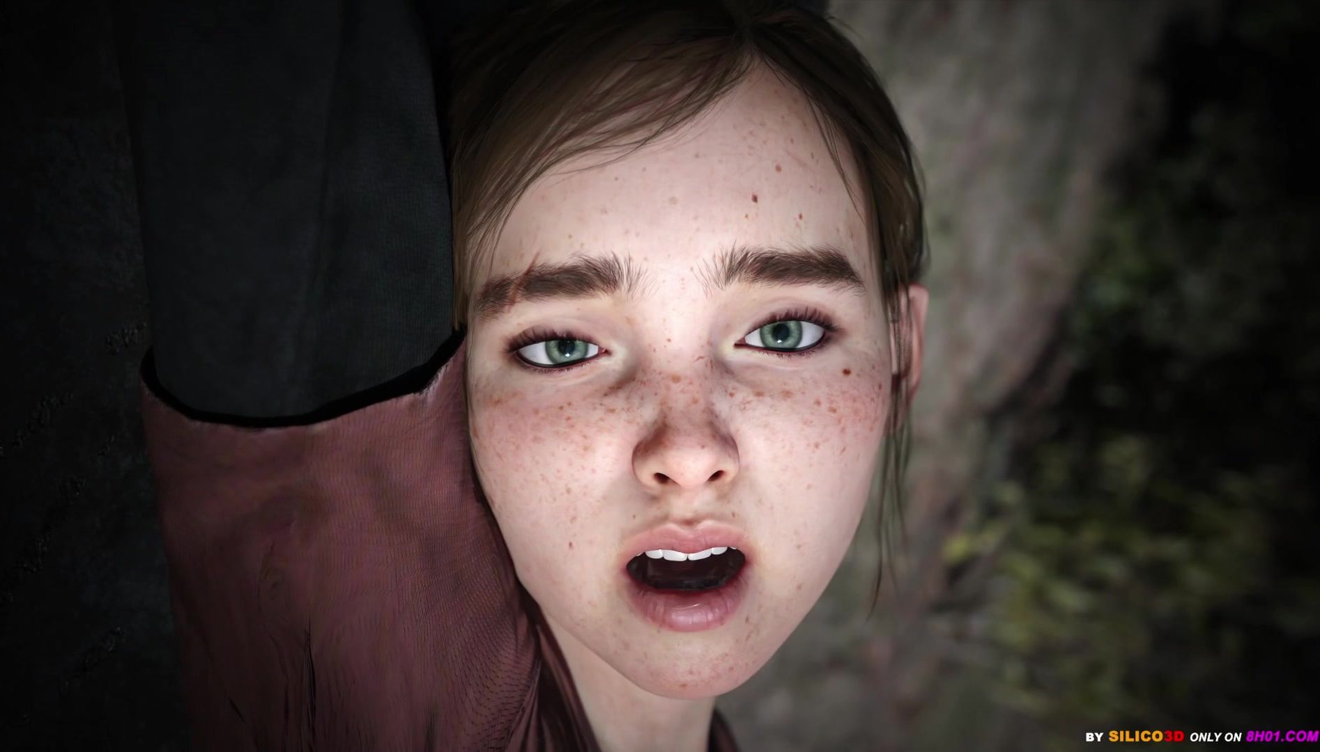 Innocent Ellie touches herself in 3d solo